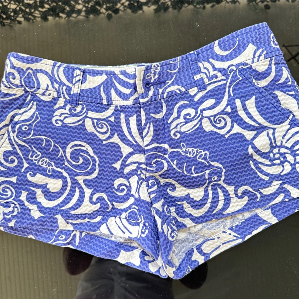 Lilly Pulitzer Blue and White Floral Shorts